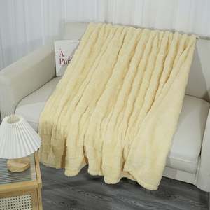 3D Jacquard Classic Check Design Yellow Soft Fleece <b>Blanket</b> for Home Fuzzy Soft Cozy Thick Warm Custom Throw <b>Blanket</b> - Product Image 2