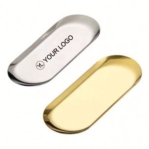 Plateau de service ovale personnalisé avec logo pour salle de bain, en acier inoxydable, décoratif, compatible lave-vaisselle - Product Image 1