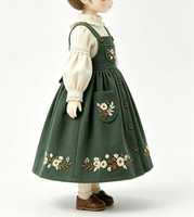 Costume BJD vintage personnalisé, style forêt, tenue BJD, robe en velours côtelé, broderie florale avec chemisier pour poupée BJD articulée
