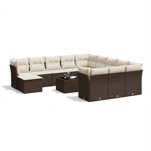 Conjunto de Sofás de Jardín de Ratán Marrón para 10 Personas, Muebles de Exterior Contemporáneos Resistentes a la Intemperie, Seccionales de Mimbre para Patio - Product Image 1