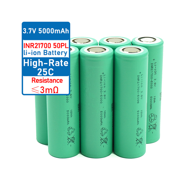 High Rate 125A Low Internal Resistance 21700 50PL Cylindrical Lithium Ion Cells 3.7v 5000mAh INR21700 Li Ion 21700 Battery