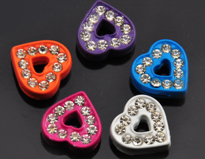 Breloques à glissière en cristal coloré pour bracelet en cuir de 8MM, bijoux en émail A-Z 26, breloques à glissière avec cœur et nœud étoile - Product Image 4