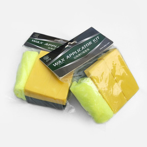 Wax Applicator Kit 3 Piece Set For Car Detailing Cleaning Tools <b>Yellow</b> Green <b>Sponge</b> Set - Product Image 1