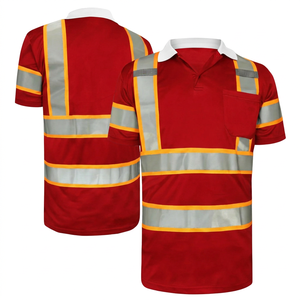 Camiseta Polo de Trabajo para Hombre, Negra, Alta Visibilidad, Transpirable, Resistente al Agua, con Tiras Reflectantes, Uniforme de Seguridad de Algodón - Product Image 5
