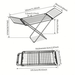 Séchoir à linge pliable robuste en acier noir avec ailes extensibles pour séchage de vêtements - Product Image 6