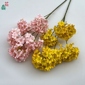 Fleurs d'hortensia artificielles, 5 têtes, aspect réaliste, en soie, pour décoration de mariage, arrangement de plafond ou de vase - Product Image 2