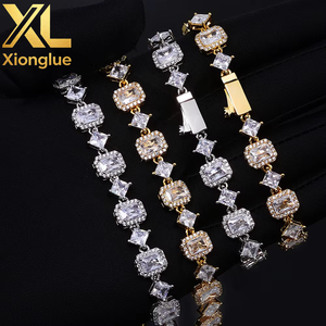 High Quality Brass Iced Out Unisex Engagement Wedding Gift <b>Bracelet</b> Emerald Cut Zircon Hip Hop <b>Baguette</b> Diamond Tennis <b>Bracelet</b> - Product Image 5