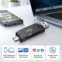 Lecteur de cartes SD TF USB C portable 2 en 1, adaptateur de carte mémoire à double connecteur Type-C USB-A pour ordinateur portable, smartphone, caméra de chasse