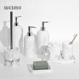 <span class=keywords><strong>Set</strong></span> da <span class=keywords><strong>Bagno</strong></span> di Lusso 8 Pezzi in Resina Design a Schizzi d'Inchiostro Bianco e Nero <span class=keywords><strong>Accessori</strong></span> da <span class=keywords><strong>Bagno</strong></span> con Dispenser Sapone per le Mani - Product Image 2