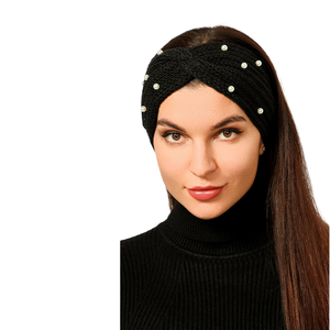 Hefu Parel Wol Kruis Warme Oorbeschermer Gebreide Yoga Haaraccessoires Gezicht Brede Hoofdband - Product Image 1