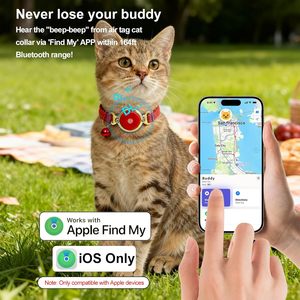 Collier intelligent de suivi GPS pour chat, rouge, étanche, avec Bluetooth et clochette pour chats et chatons - Product Image 3