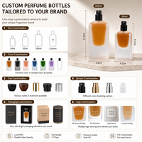 Vente en gros de flacons pulvérisateurs en verre givré vides, 50 ml, 100 ml, avec bouchon noir pour parfum, toner, emballage cosmétique