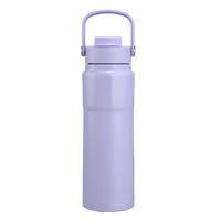 Bouteille d'eau isotherme en acier inoxydable 750 ml avec couvercle 2-en-1 à paille et bec verseur, isolation froide 6-12 heures, anti-fuite, pour le camping