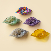 Bol en résine avec éclats de cristal naturel, coquillages et pierres d'orgone, plateau de rangement pour bijoux, décoration d'intérieur, cadeau