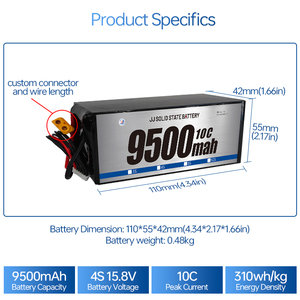 Yüksek enerji yoğunluğu katı hal grafen <span class=keywords><strong>LiPo</strong></span> pil paketi 4800mah 6800mah 9500mah 14000mah 4S 6S Drone Robot için 23.7V - Product Image 6