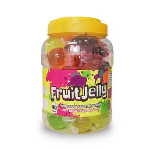 TikTok Hot Sale Fruit Shaped Jelly Fruit Jelly Pops In Round Jars