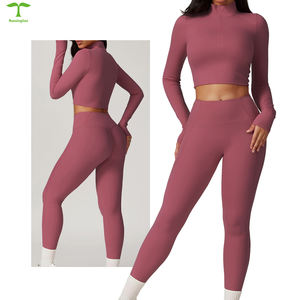 Vrouwen Lange Mouwen Top Flare Leggings Sets Voor Vrouwen Flare Yoga Leggings Hoge Taille Legginigs - Product Image 4