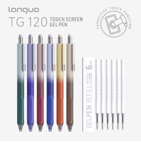 Set Pulpen Gel Layar Sentuh Multifungsi 2-in-1 Premium Seri Aurora Malam Hari, Pulpen Stylus Ramping, Tulisan Halus untuk Kantor dan Bisnis