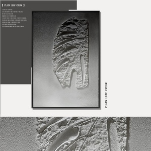 Peinture murale sur toile personnalisée en gros, motif feuille, style Wabi Sabi minimaliste, peinture à l'huile texturée 3D faite à la main, arts décoratifs muraux - Product Image 3