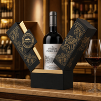Boîte cadeau de collection de vin en carton à double porte, design artistique personnalisé haut de gamme avec pelliculage mat et dorure à chaud