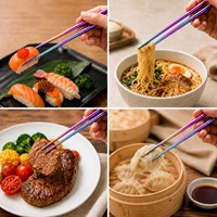 Baguettes coréennes en acier inoxydable de qualité supérieure, design plat, qualité alimentaire SUS304, ergonomiques, légères, réutilisables pour un usage quotidien, sushi, barbecue