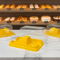 Boîtes à cheesecake avec base dorée et couvercle transparent pour usage alimentaire, boîte à pain en plastique, boîte à pain grillé, boîte d'emballage pour gâteaux roulés