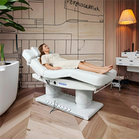Table de massage électrique inclinable de luxe à 4 moteurs, avec commande au pied, pour salon de beauté, blanche, moderne, pour soins du visage et extensions de cils