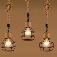 Lampes suspendues en corde de chanvre rétro, style loft, en fer forgé, vintage, industriel, américain, pour café, bar, restaurant, luminaires de cuisine