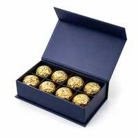 Boîte cadeau rigide bleu marine personnalisée avec logo, avec insert à 12 compartiments pour truffes, pralines, boules de chocolat, fabricant en gros