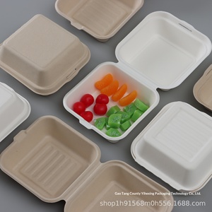 Kotak <span class=keywords><strong>Burger</strong></span> Sekali Pakai dari Pulp Biodegradable, Kotak Makan Siang, Kotak Kue, Kotak Salad, Kotak Kemasan - Product Image 2