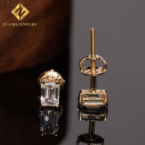 Boucles d'oreilles clous Zuanfa en or 10K avec diamant de laboratoire NGIC VVS, sertissage griffe, bijoux fantaisie pour femme - Product Image 4