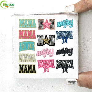 Colorful Cute Custom Embroidered Patch Sequins PVC Denim Patches Fabric Iron-on Clothes for Makeup Bags Hats Mother's - Product Image 1