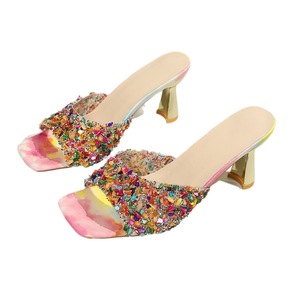 <span class=keywords><strong>Sandali</strong></span> da donna con <span class=keywords><strong>tacco</strong></span> ultra <span class=keywords><strong>alto</strong></span> e punta quadrata, color block, con strass a forma di diamante, nuovo stile estivo 2026 - Product Image 6