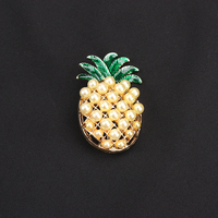 Groothandel Luxe Parel Fruit Ananas Diamant Ingelegde Broches Legering Speld Accessoires Gouden Ananas Emaille Nieuwe Bulk