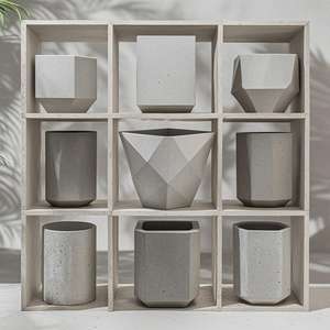 Maceta moderna para sala <span class=keywords><strong>de</strong></span> estar, balcón, suelo interior, <span class=keywords><strong>barro</strong></span> <span class=keywords><strong>de</strong></span> magnesio, maceta con textura a rayas - Product Image 4