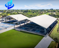 Structure en acier préfabriquée de conception moderne pour bâtiments sportifs, structure de toit de stade en treillis spatial en acier préfabriqué, structure de court de tennis