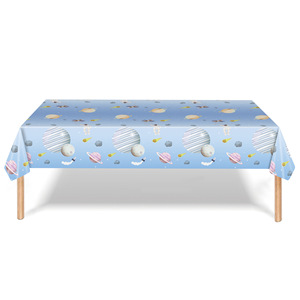 <b>Light</b> Blue Planet <b>Space</b> Theme Party Tablecloth Rectangle Birthday Decoration Astronaut Cartoon Print High Quality Plastic - Product Image 3