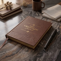 Journal de gratitude quotidien A5 personnalisé avec logo, couverture rigide en cuir PU, estampage doré, journal de pleine conscience guidé, carnet de suivi de l'humeur