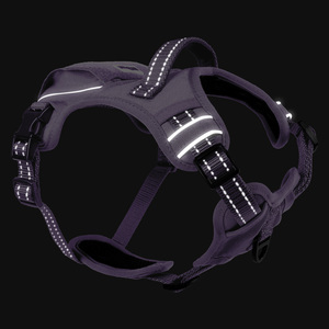 Adjustable Nylon <b>Dog</b> Harness Solid Purple <b>Reflective</b> Design for Large <b>Dogs</b> Breathable Durable Buckle Closure - Product Image 2