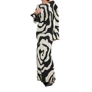 Custom Fashion Midi <b>Dress</b> With Ruffles Turn-Down Lapel Collar Washable Buttoned Waist-Stylish Long Sleeve <b>Dress</b> - Product Image 2