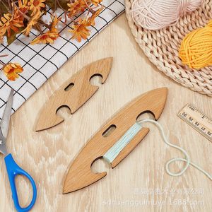 Navette à tisser en bois, porte-fil portable, enrouleur de fil, aide au tissage. - Product Image 2