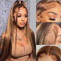 Perruque de cheveux indiens bruts 13x6 lisses, 100% vierges, double épaisseur, sans colle, avec dentelle transparente HD complète, cheveux Remy