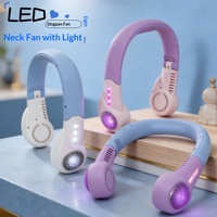 Ventilateur de cou portable sans pales pliable 2-en-1, style turbo, avec lumière LED nocturne, rechargeable par USB, pour le sport et l'extérieur