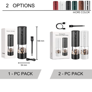 One Hand Operation USB Rechargeable Green Refillable Large Capacity Automatic Salt and <b>Pepper</b> Mill Set for Kitchen - Product Image 6