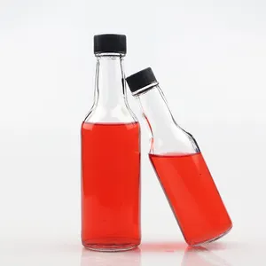 Hot Sales 5Oz 9Oz Clear Glas Saus Flessen Voor Chili Patse Ketchup Fles Met Plastic Cap