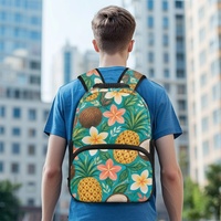 Sac à dos portable pour étudiant de 17 pouces avec imprimé floral tropical fleurs de noix de coco et bretelles réglables
