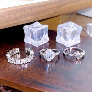 Luxe Élégant Floral Bambou Argent Plaqué Laiton avec CZ Egg Cut Anneau Ouvert Réglable pour les Femmes - Product Image 4