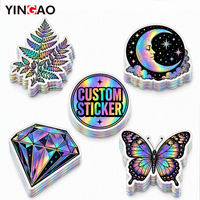 Autocollant en vinyle découpé sur mesure holographique, résistant à l'eau et aux UV, avec n'importe quel logo, pour ordinateur portable, bouteille, autocollant de qualité professionnelle