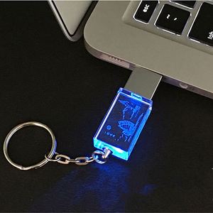 Clé USB en cristal, clé USB en verre rose doré, boîte en lin, clé USB pour photographie, 8 Go, 16 Go, 32 Go, USB 2.0 - Product Image 3