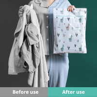 Sac à linge pliable en maille polyester de style dessin animé, réutilisable, anti-emmêlement, pour pulls, soutiens-gorge et sous-vêtements